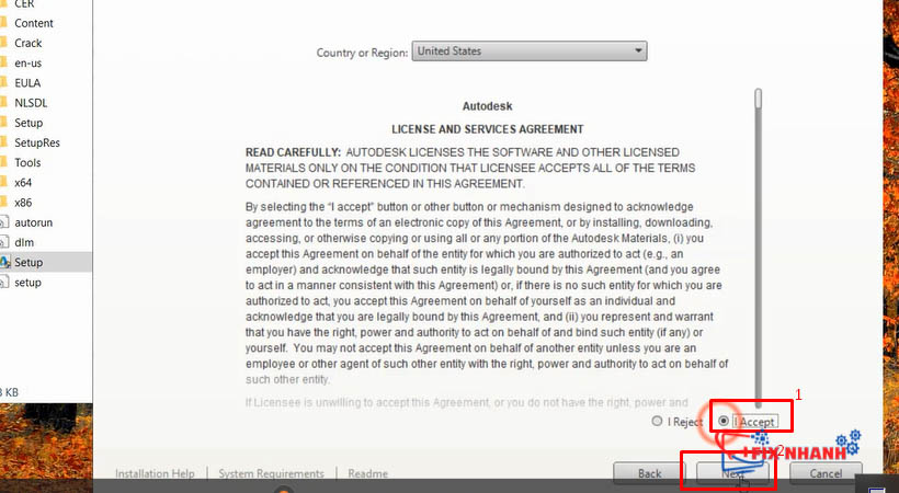 tích chọn I accept rồi chọn Next