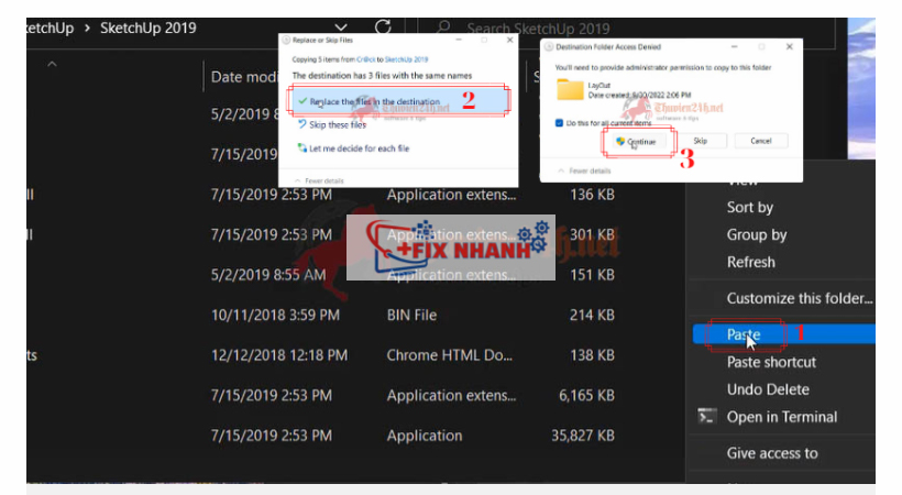 Paste file vào nơi cài đặt sketchup 2019