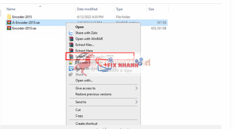 giải nén file kích hoạt phần mềm encoder 2015