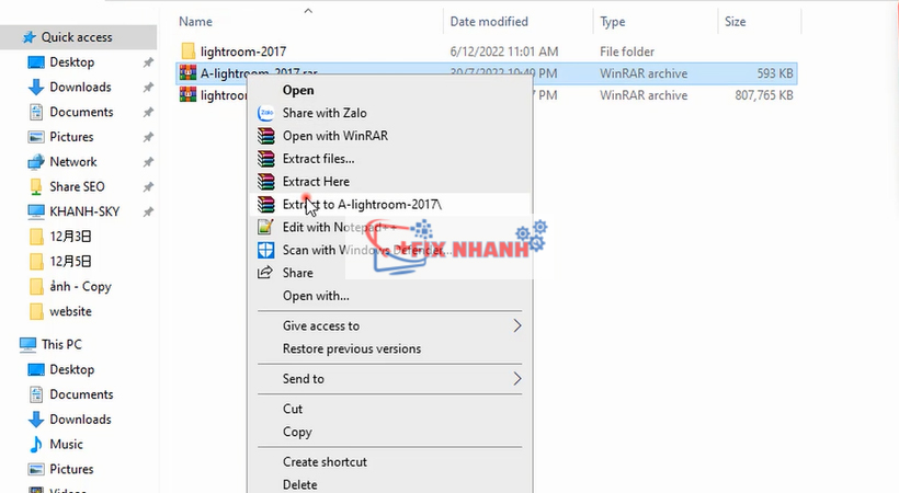 giải nén file kích hoạt phần mềm lightroom 2017