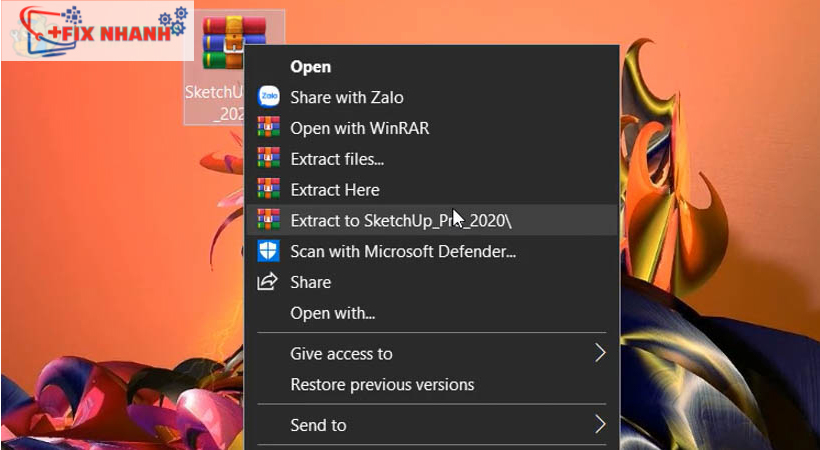 tải phần mềm sketchup 2020 sau đó giải nén