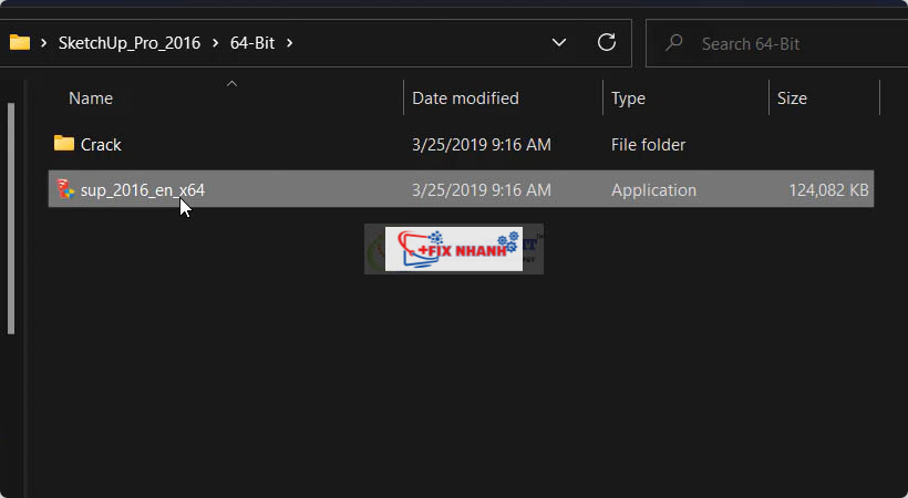 Click chuột vào file Setup SketchUp 2016 vừa giải nén