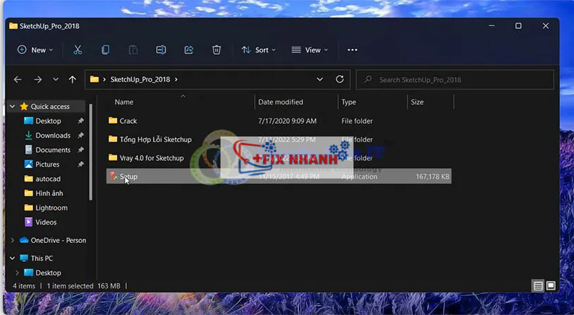 Sau khi giải nén xong, chạy File setup