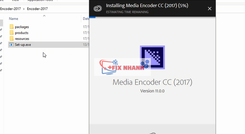 chờ vài phút để phần mềm encoder 2017 cài đặt 
