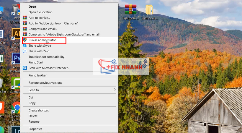 Khởi chạy File dưới quyền Admin