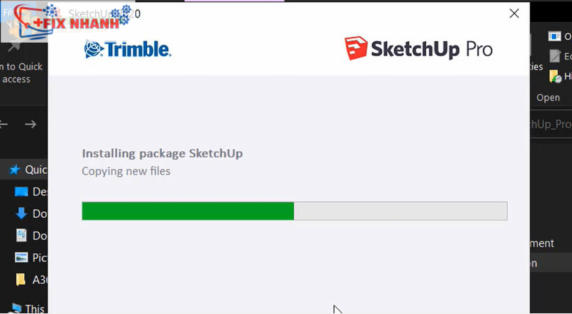 Chờ sketchup 2020 cài đặt trong giây lát
