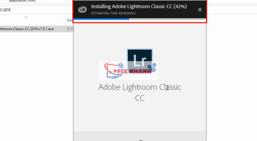 Chờ phần mềm lightroom 2018 cài đặt 