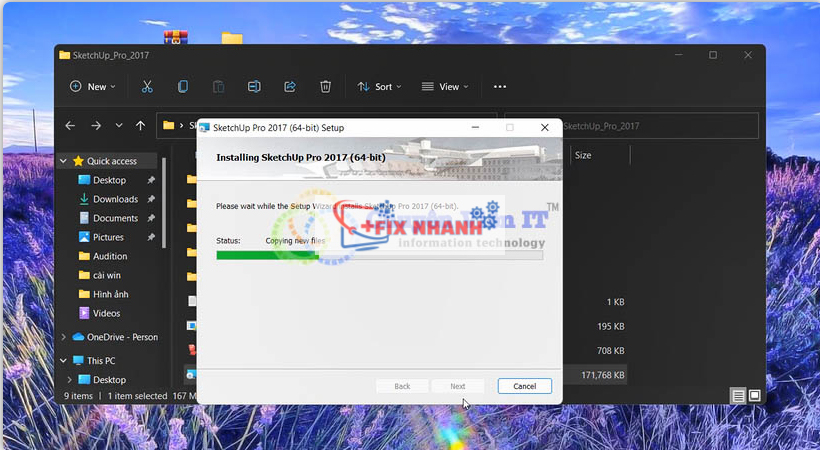 Chờ quá trình download sketchup 2017 hoàn thành 