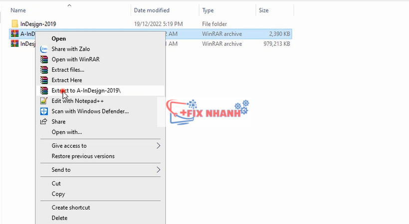 Giải nén file kích hoạt phần mềm indesign 2019