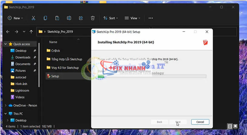 Chờ trong vài phút để sketchup 2019 cài đặt hoàn tất