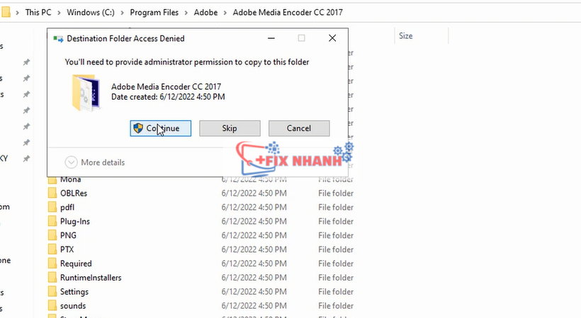 nhấn continue để tiếp tục cài encoder 2017